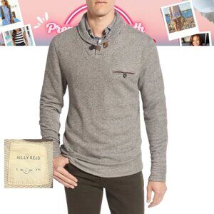 Billy Reid Shiloh Heather Gray Shawl Neck Sweater L
